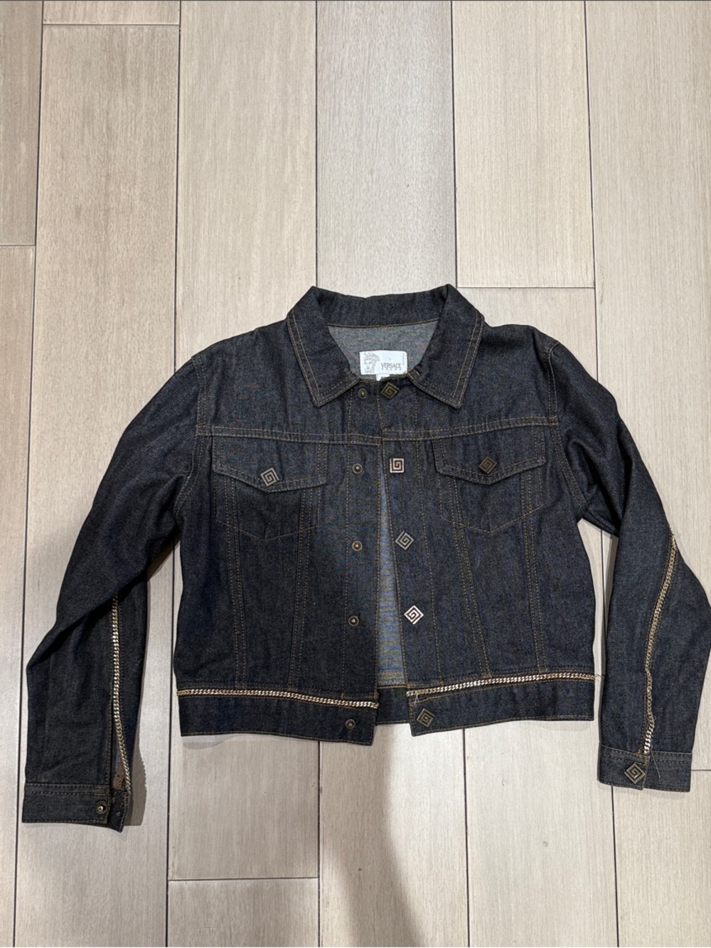 Versace Dark Denim Jacket with Gold chain- Kids